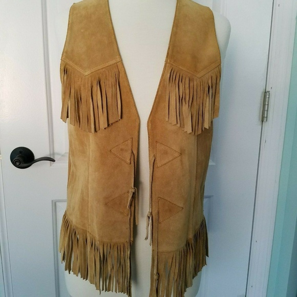 Steer Brand Jackets & Blazers - Vintage 70's Vest Brown Tan Suede Leather Fringe